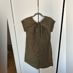 Theory khaki pull tie adjustable mini dress size 2